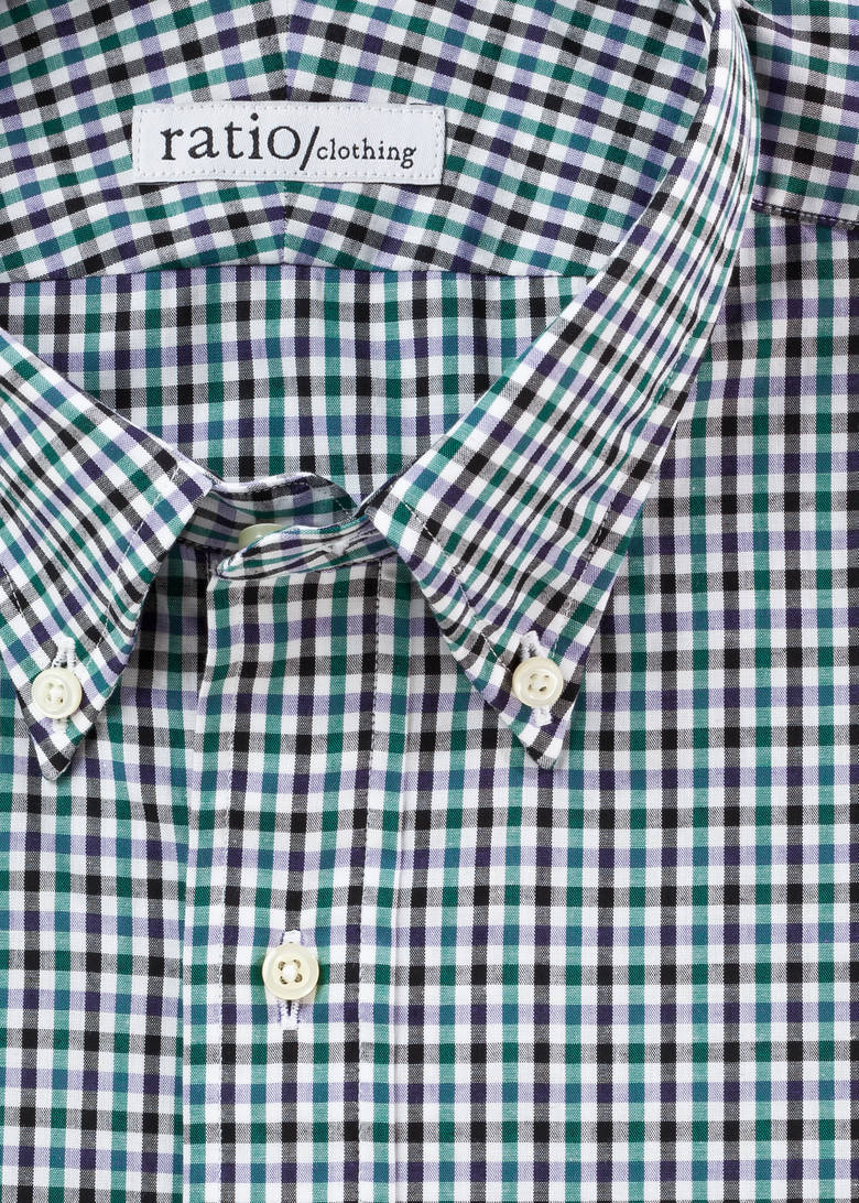 Green and Navy Mini-Gingham