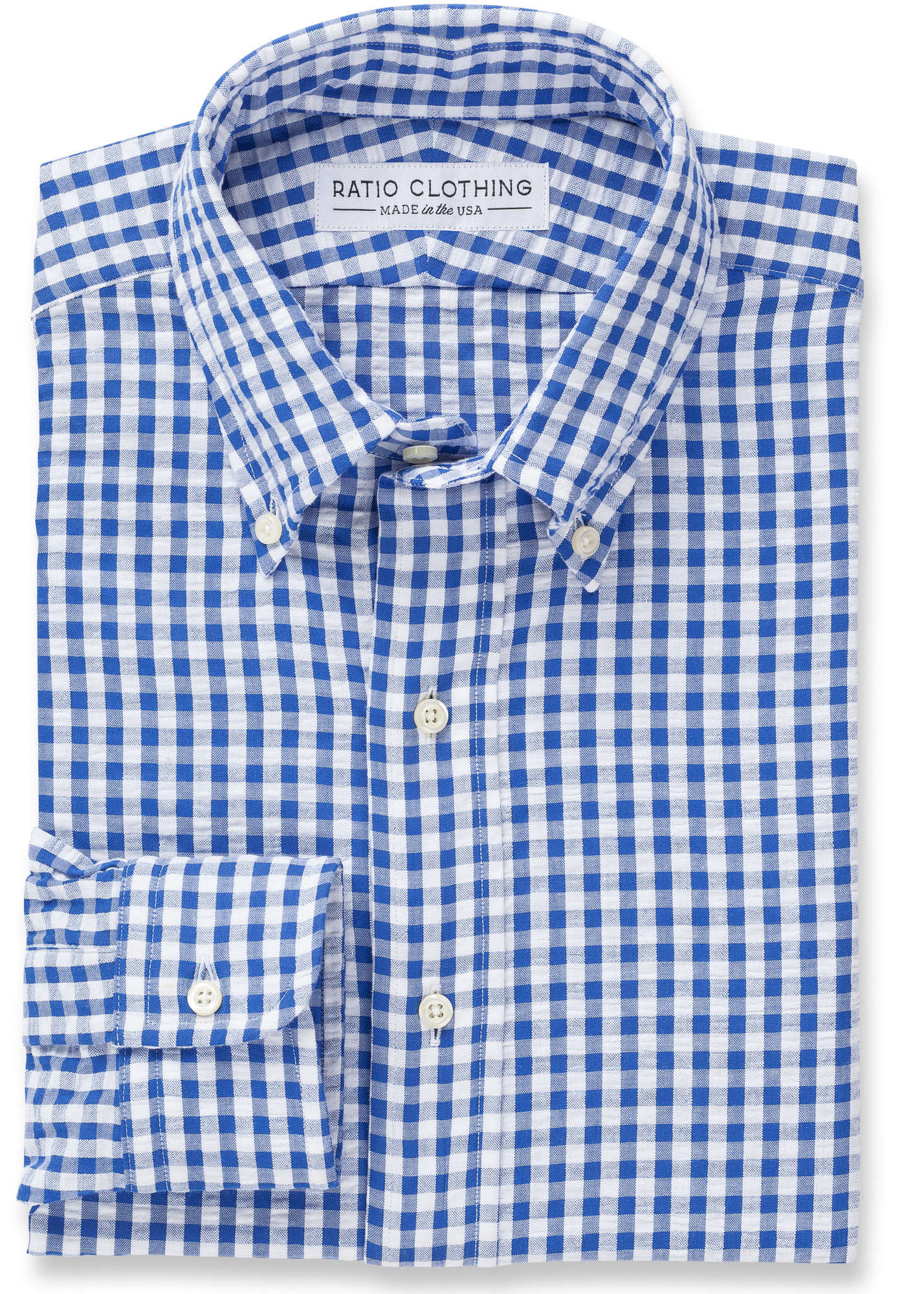 Blue Gingham Seersucker Ratio Clothing